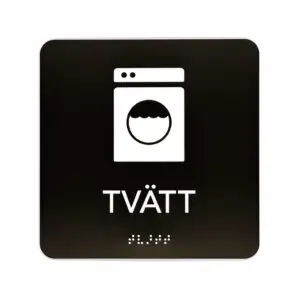 Taktil skylt TVÄTT